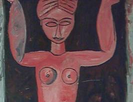 Karyatide; 82x44; Ölfarbe auf Karton
