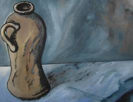 Stillleben mit Krug; Ölfarbe auf Karton